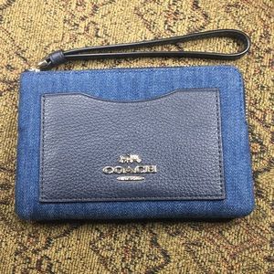 Coach Denim Wristlet Corner Zip Wallet